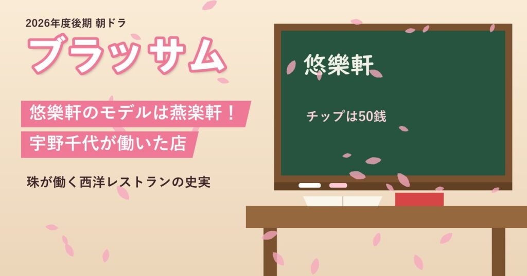 朝ドラ「ブラッサム」悠樂軒のモデルは燕楽軒！宇野千代が働いた店